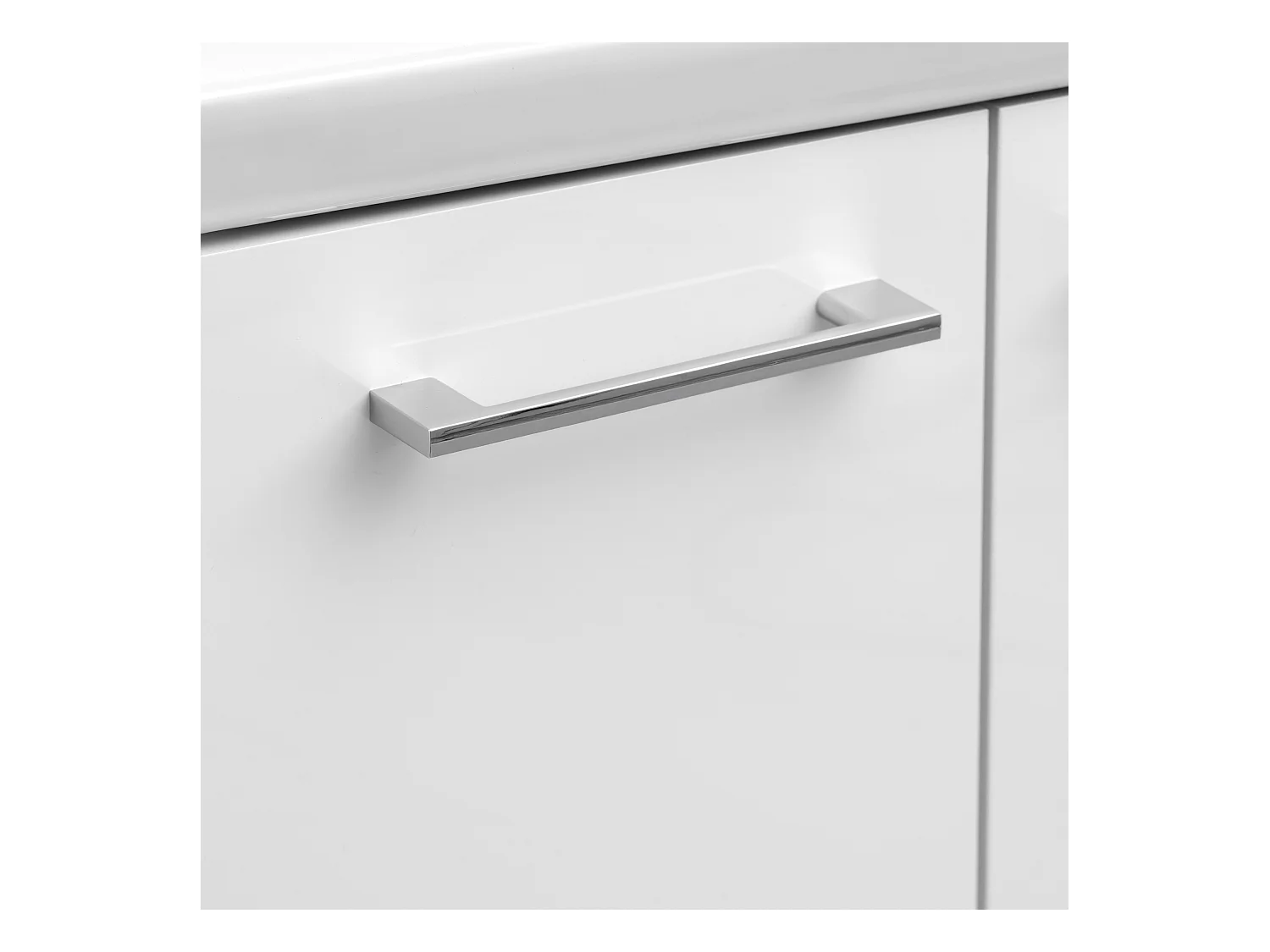 Weißes Badezimmer-Set, stehend, 60 cm, Schrank mit Waschbecken, Hochschrank, Spiegelschrank