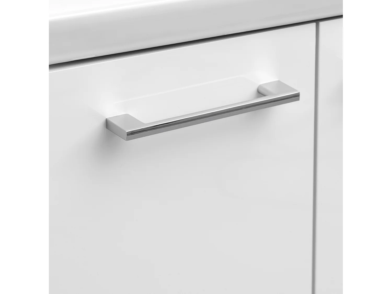 Weißes Badezimmer-Set, stehend, 60 cm, Schrank mit Waschbecken, Hochschrank, Spiegelschrank