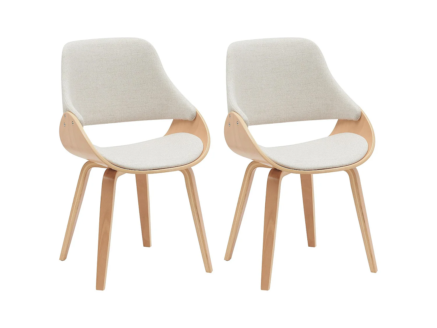 Lot de 2  chaise salle à manger - Tissu - Nature / Crème - Vangale