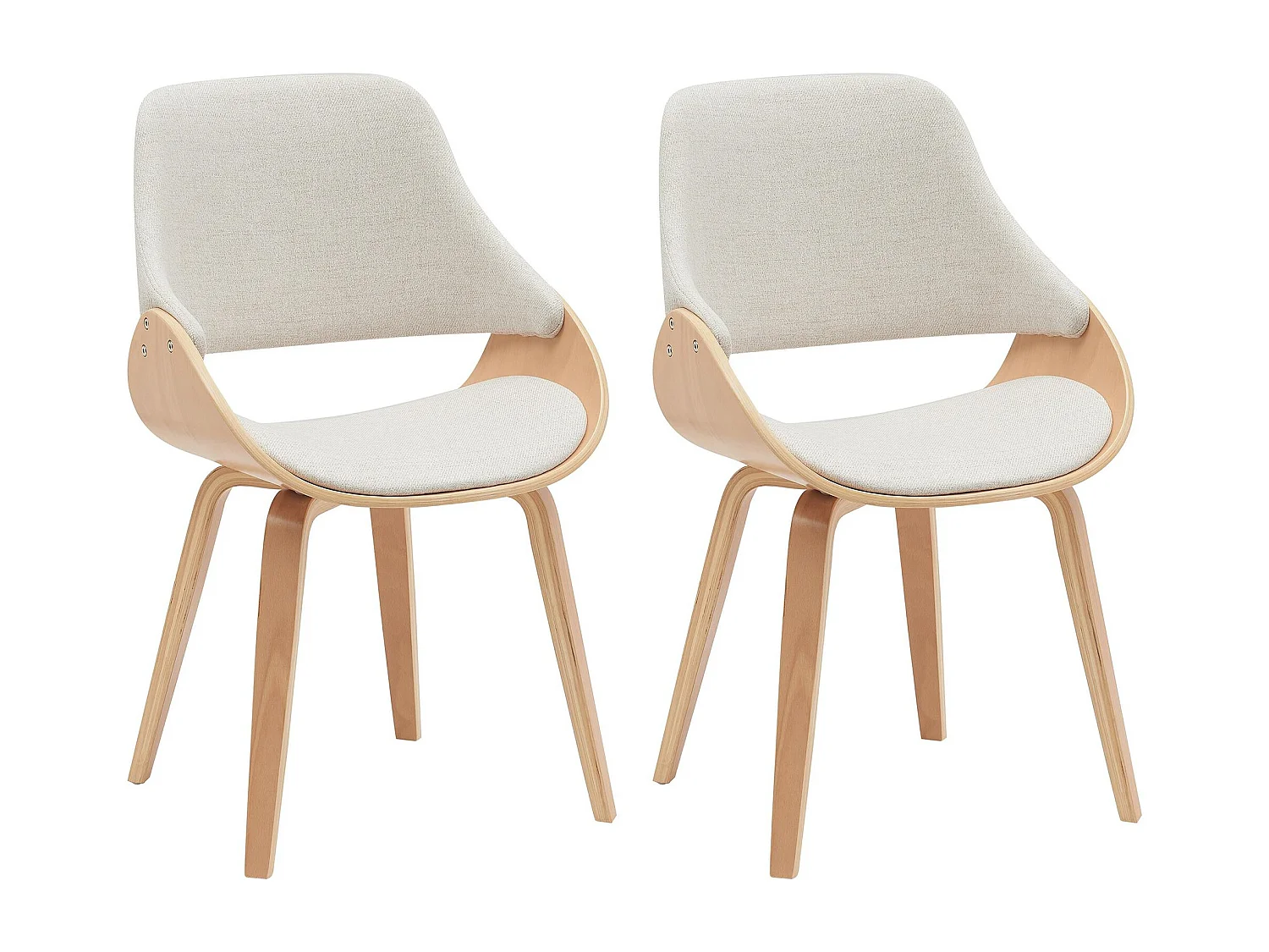 Lot de 2  chaise salle à manger - Tissu - Nature / Crème - Vangale