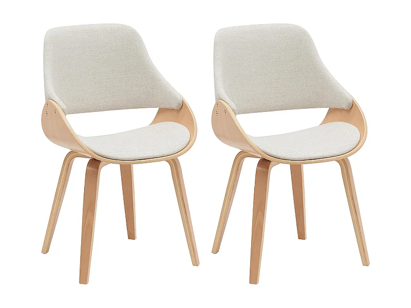 Lot de 2  chaise salle à manger - Tissu - Nature / Crème - Vangale