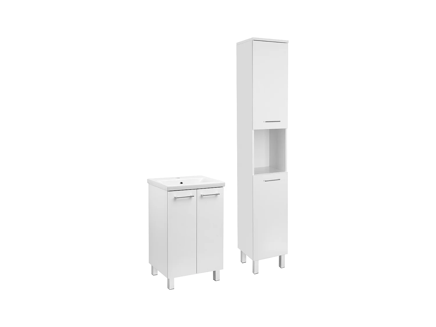 Witte badkamerset staand 50 cm Kast met wastafel Kolom Goedkoop