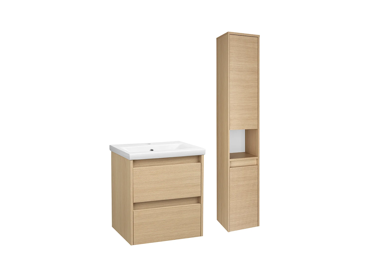 Zestaw do Łazienki 50cm Szafka z Umywalką Słupek Ryflowane Fronty Aria