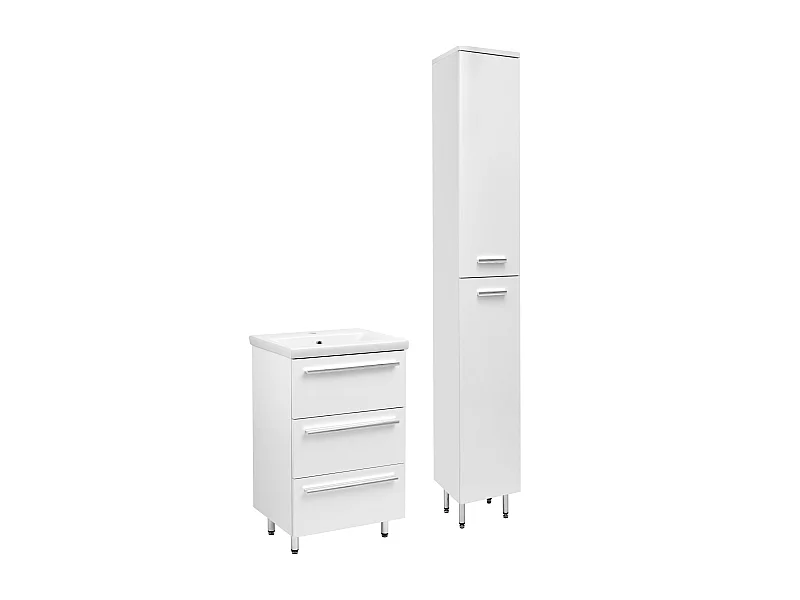 Wit badkamerset staand 50 cm kast met wastafel Bryza-kolom