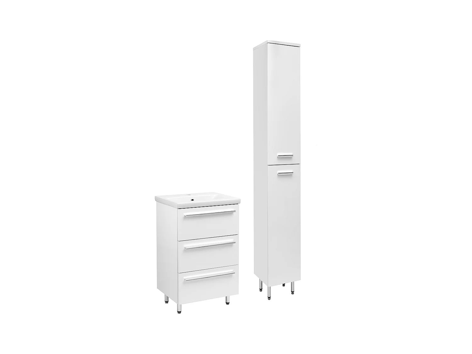 Wit badkamerset staand 50 cm kast met wastafel Bryza-kolom