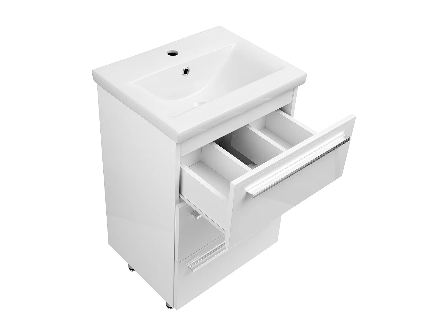 Wit badkamerset staand 50 cm kast met wastafel Bryza-kolom