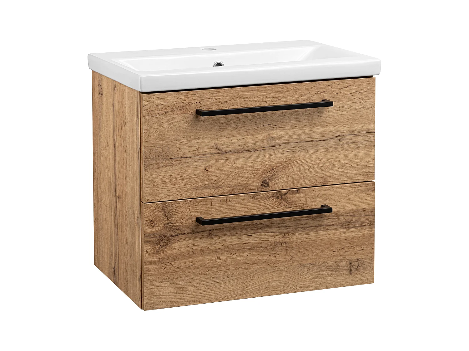 Ensemble pour salle de bain 60 cm Meuble avec lavabo Colonne haute Chêne Wotan Aster