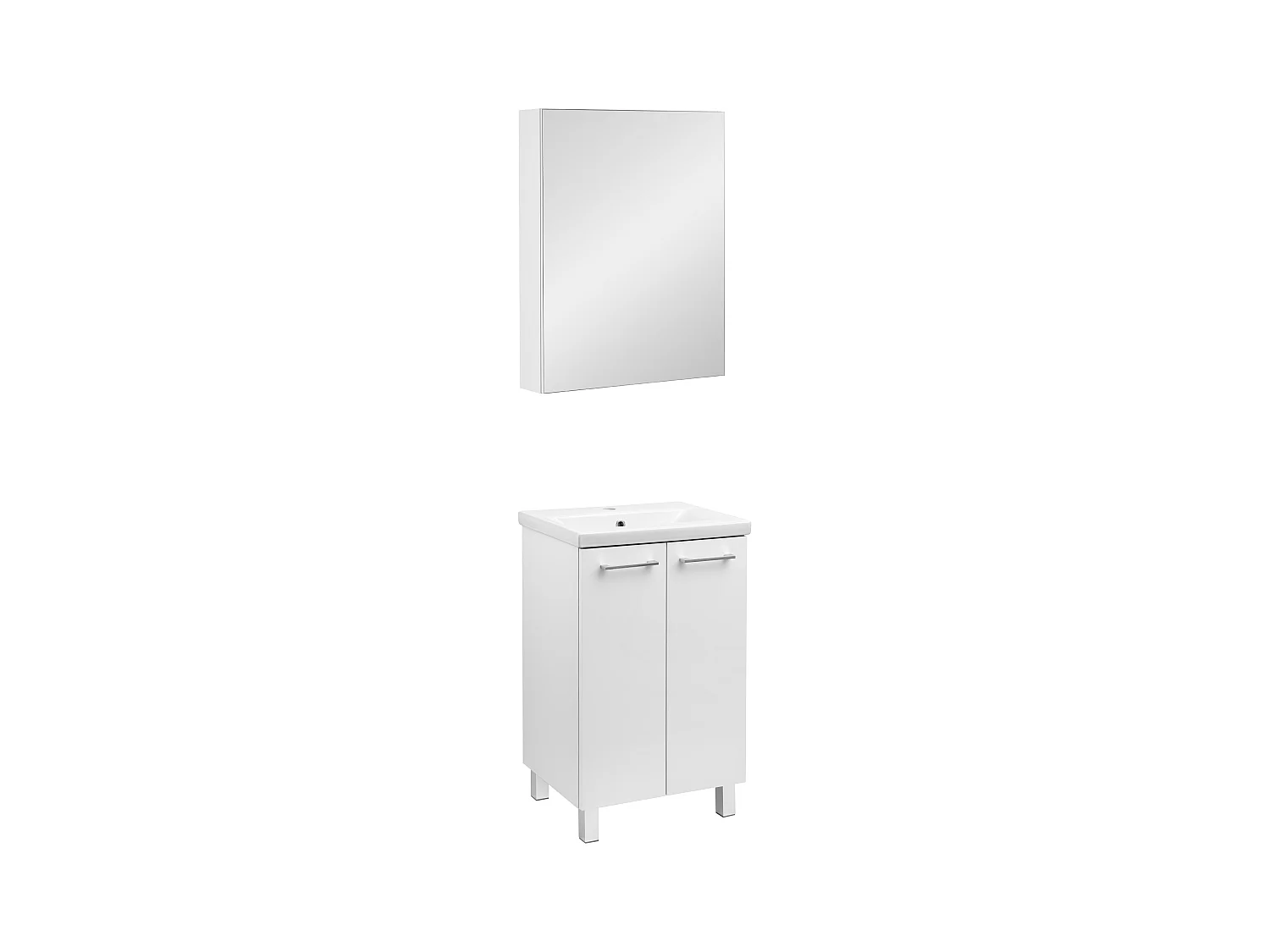 Witte badkamerset staand 60 cm Kast met wastafel Kast met spiegel Goedkoop
