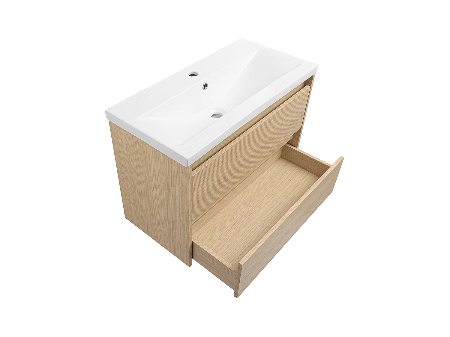 Ensemble pour salle de bain 80 cm Meuble avec lavabo Colonne Façades rainurées Aria