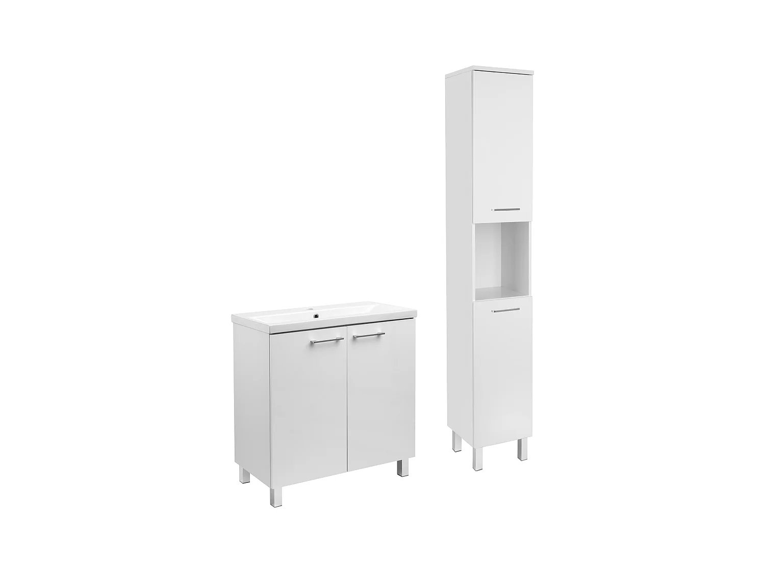 Biały Zestaw do Łazienki Stojący 80cm Szafka z Umywalką Słupek