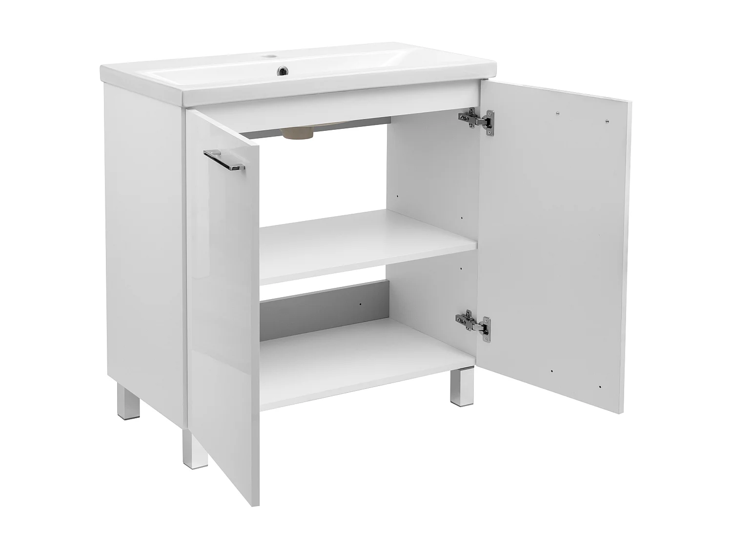 Wit badkamerset staand 80 cm kast met wastafel kolom goedkoop