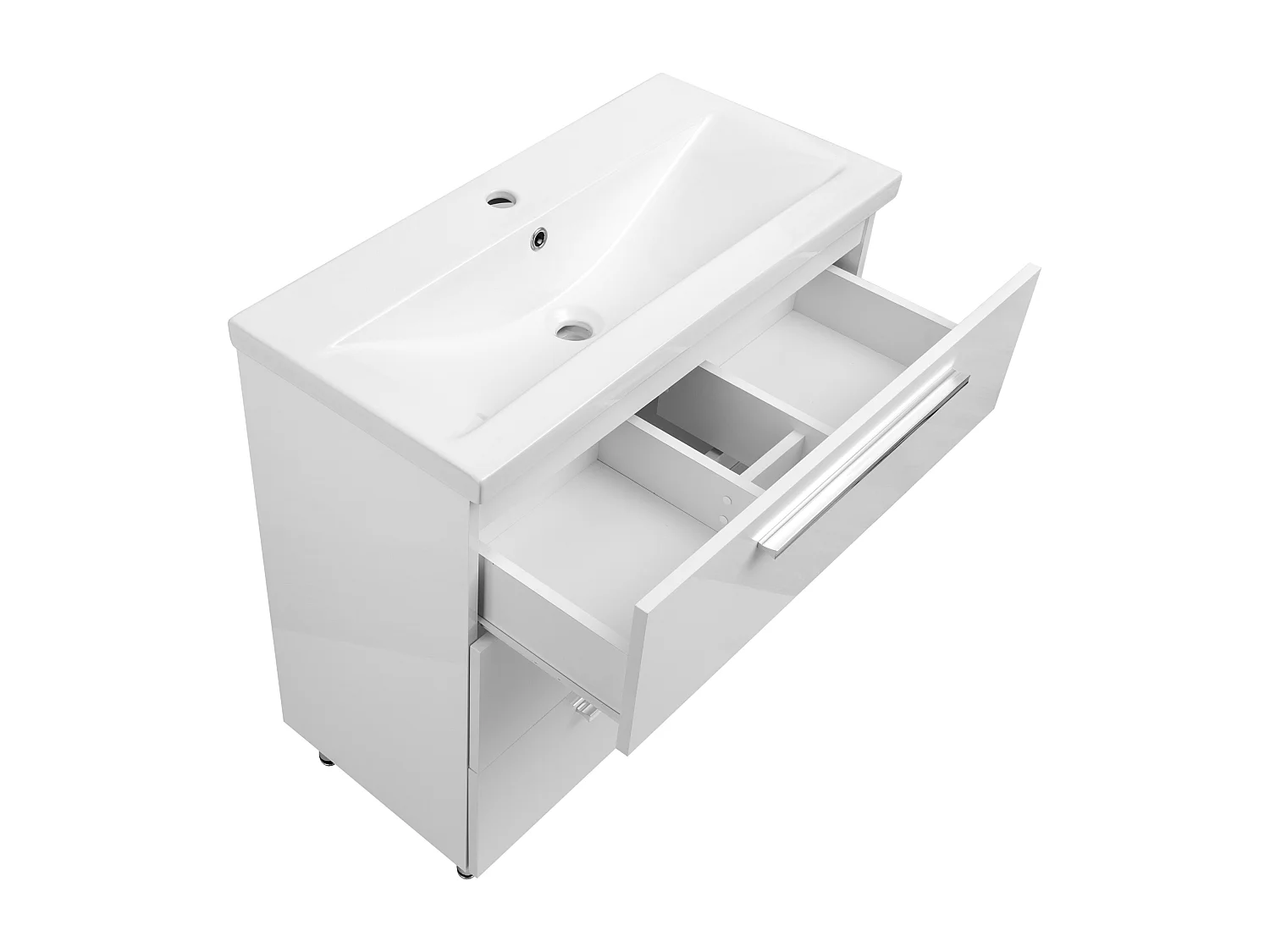 Ensemble de salle de bain blanc sur pied 80 cm Armoire avec lavabo Bryza