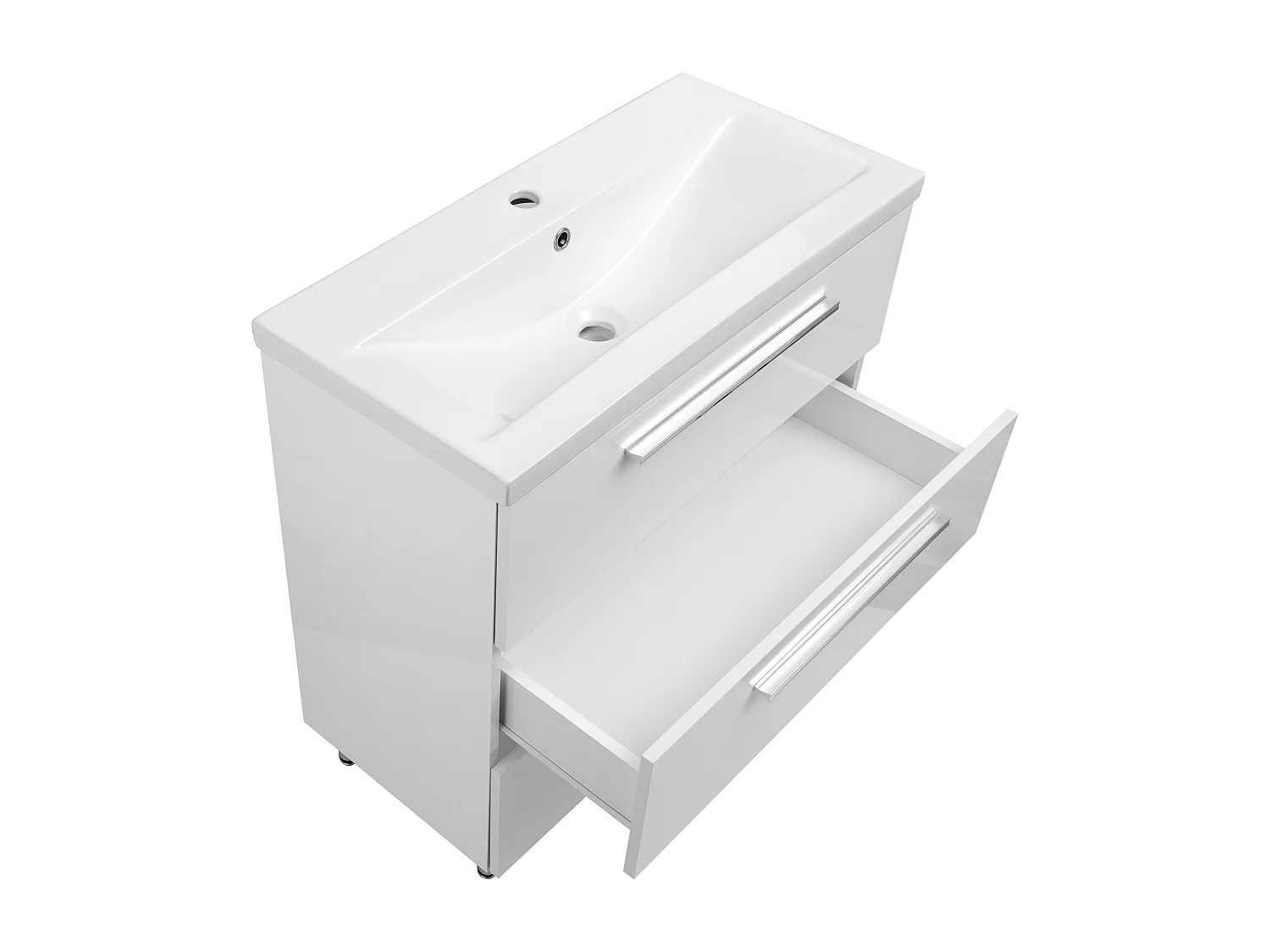 Ensemble de salle de bain blanc sur pied 80 cm Armoire avec lavabo Bryza