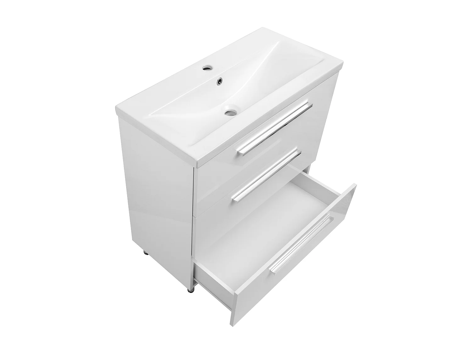 Ensemble de salle de bain blanc sur pied 80 cm Armoire avec lavabo Bryza