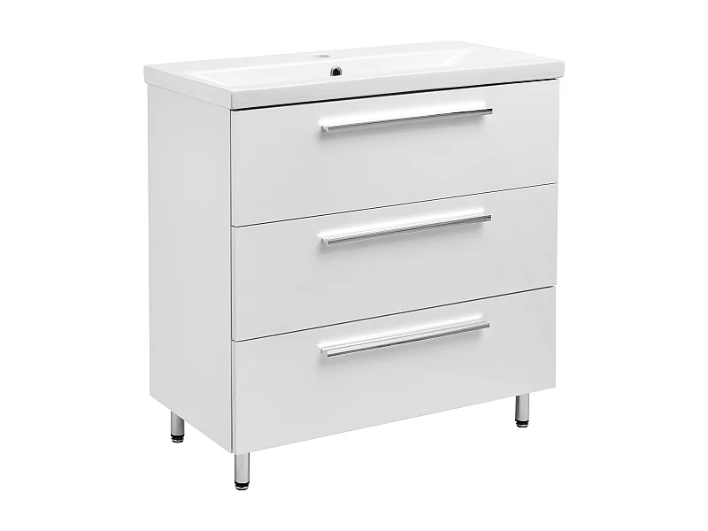 Ensemble de salle de bain blanc sur pied 80 cm Armoire avec lavabo Bryza