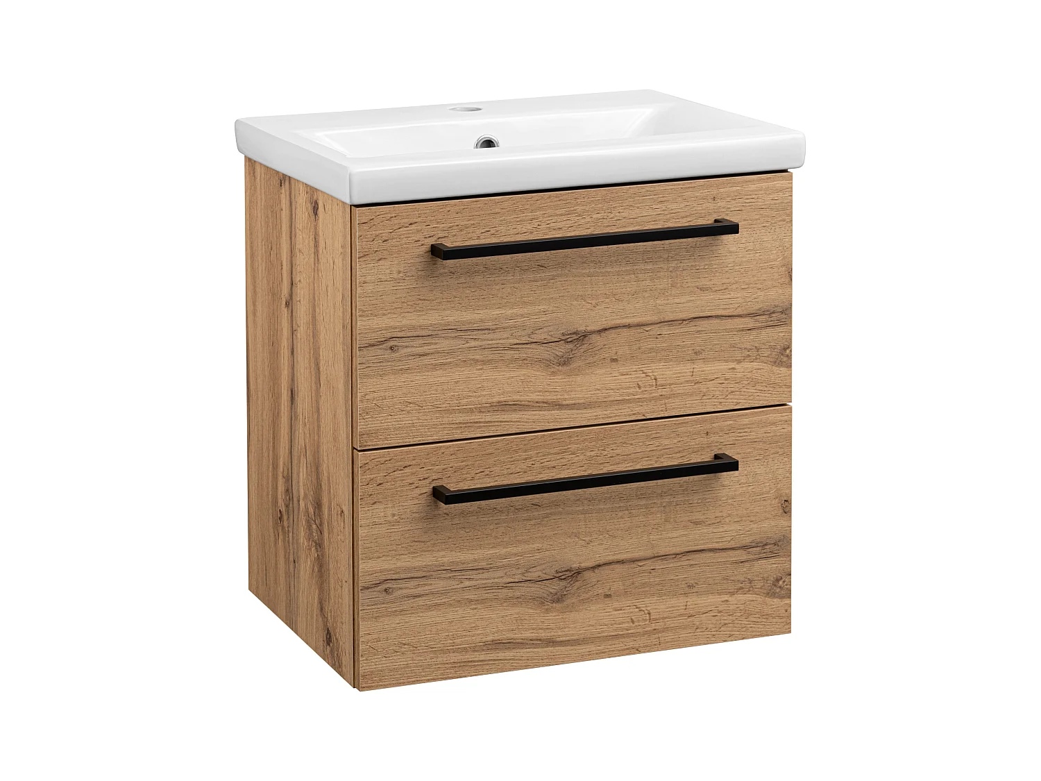 Badezimmerset 50cm Schrank mit Waschbecken Eiche Wotan Aster