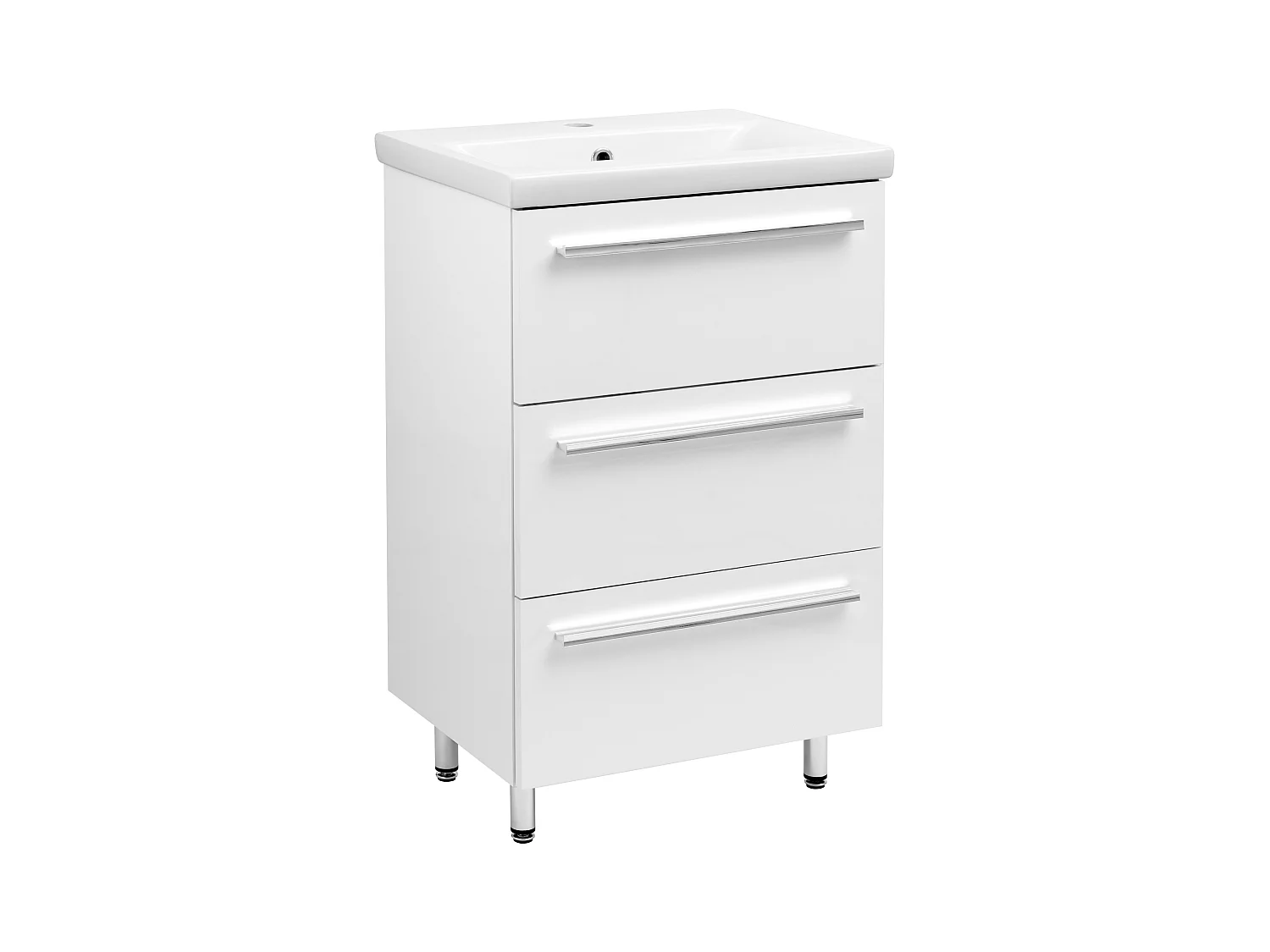 Ensemble de salle de bain blanc sur pied 50 cm Armoire avec lavabo Bryza