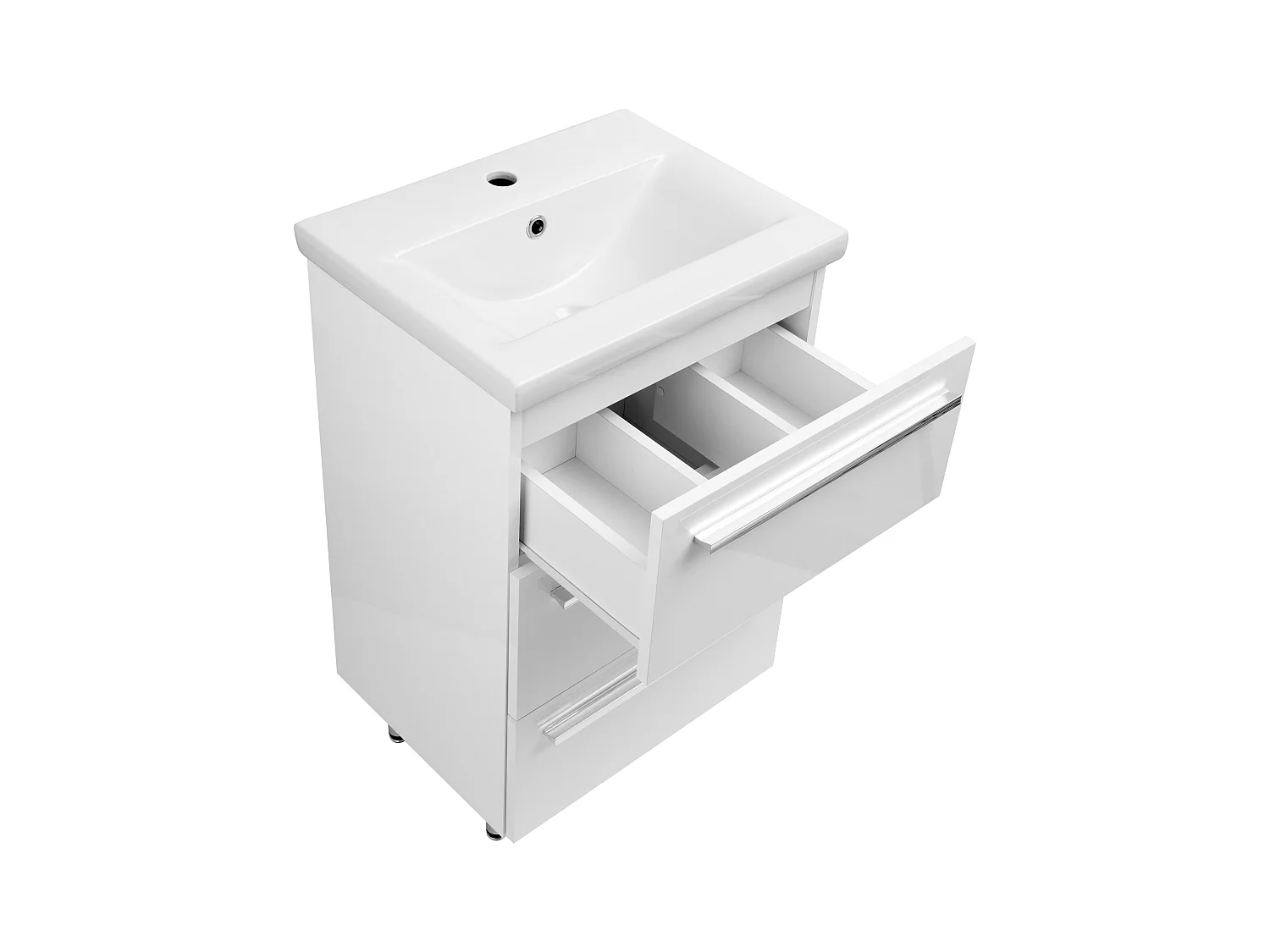Ensemble de salle de bain blanc sur pied 50 cm Armoire avec lavabo Bryza