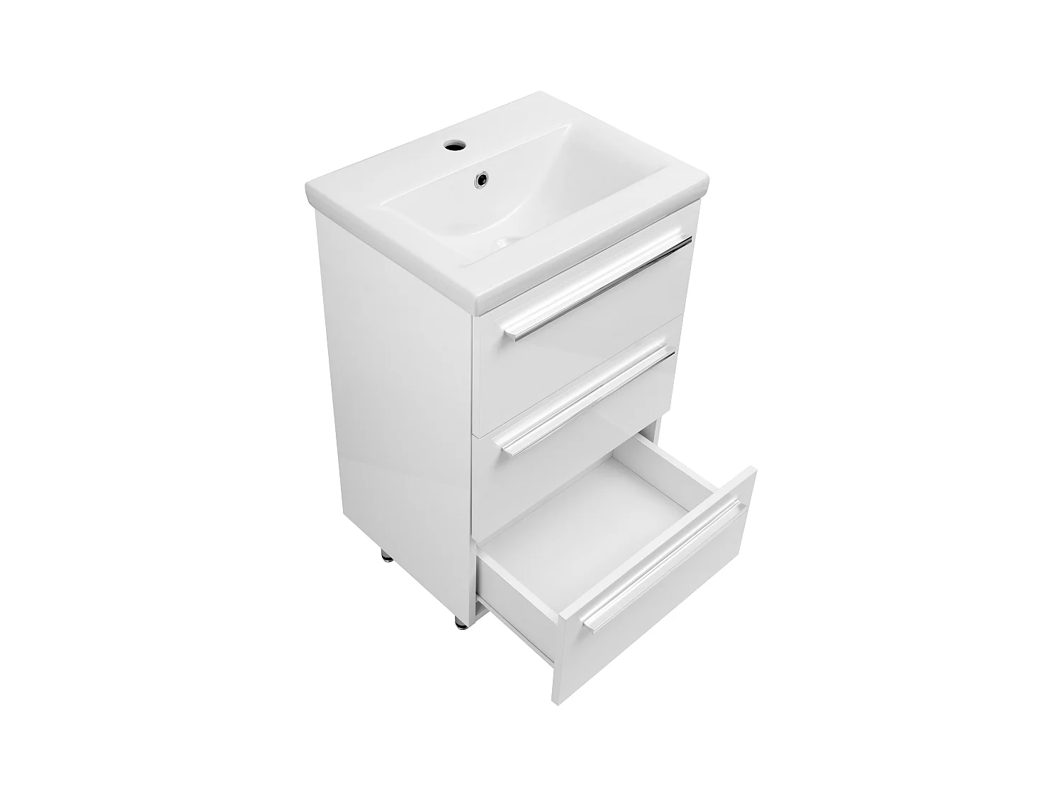 Ensemble de salle de bain blanc sur pied 50 cm Armoire avec lavabo Bryza