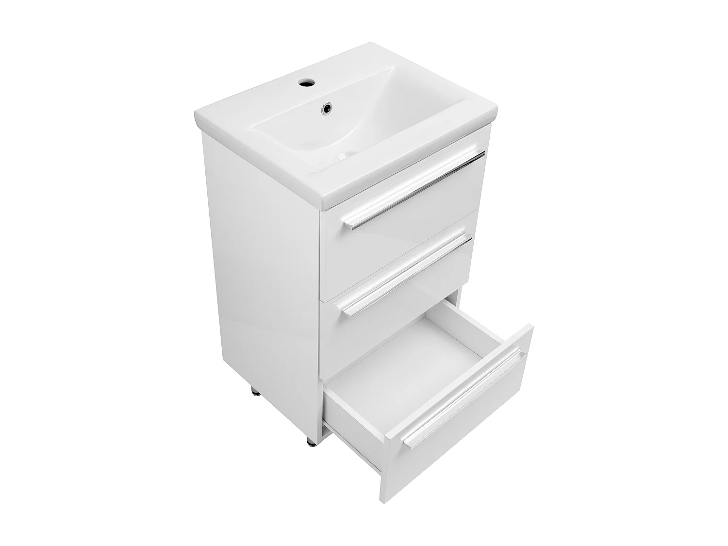 Wit badkamerset staand 50 cm kast met wastafel Bryza