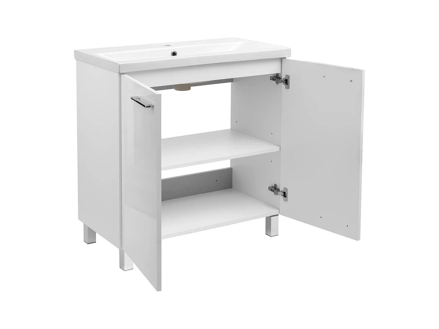 Biały Zestaw do Łazienki Stojący 80cm Szafka z Umywalką