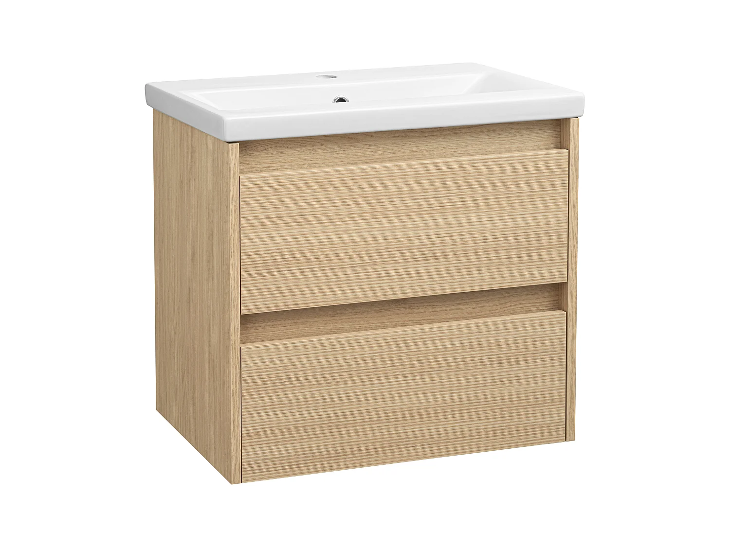 Badezimmerset 60cm Schrank mit Waschbecken geriffelte Fronten Aria