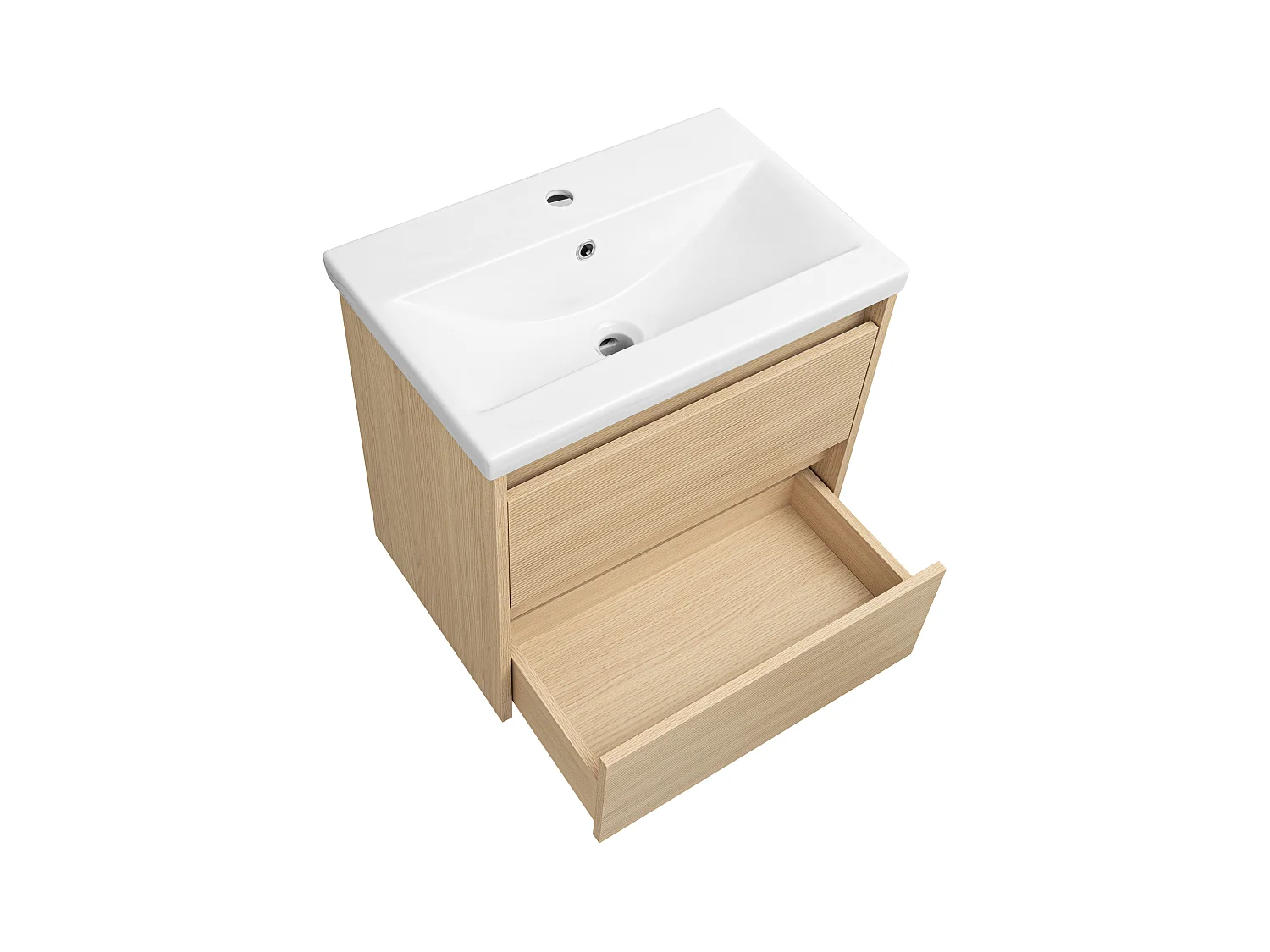 Badezimmerset 60cm Schrank mit Waschbecken geriffelte Fronten Aria