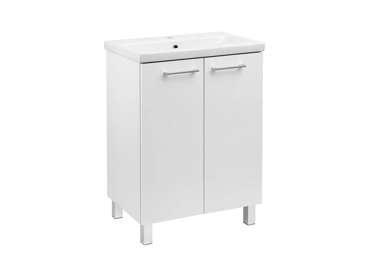 Biały Zestaw do Łazienki Stojący 60cm Szafka z Umywalką