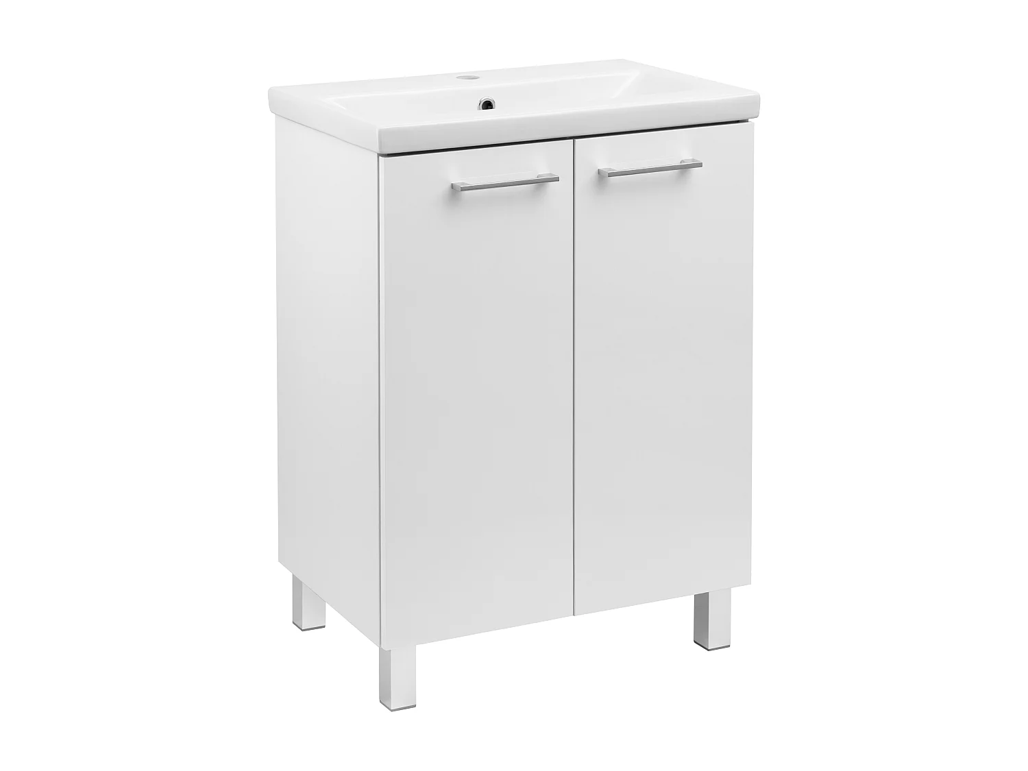 Ensemble de salle de bain blanc sur pied 60 cm Armoire avec lavabo Pas cher