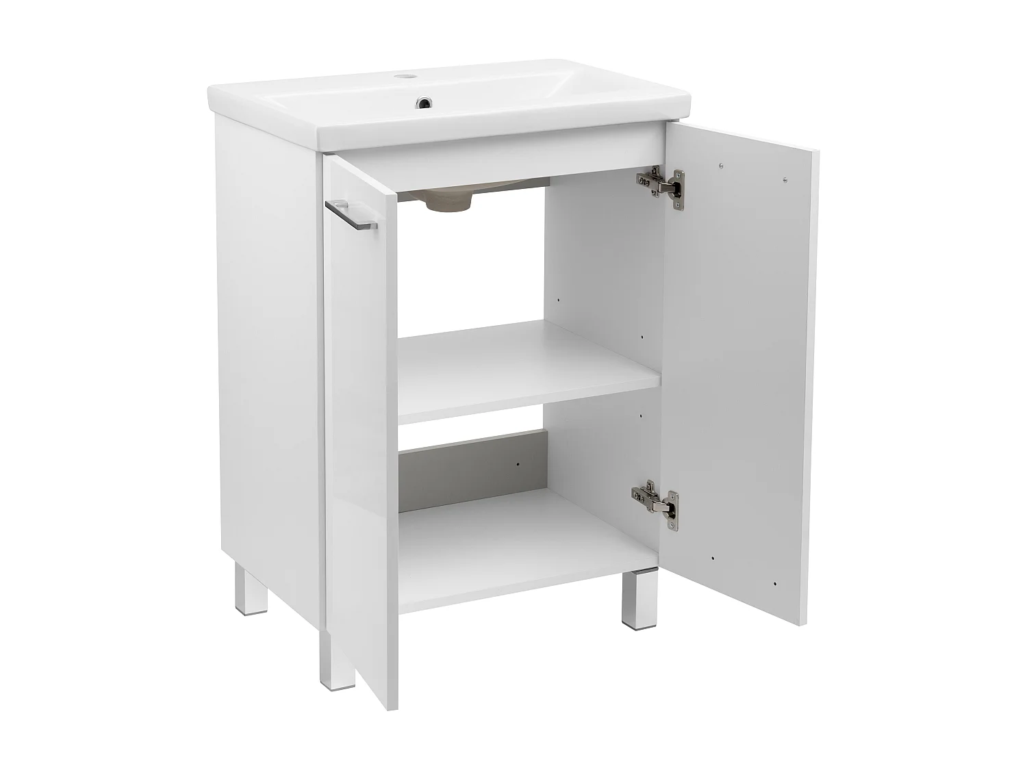 Ensemble de salle de bain blanc sur pied 60 cm Armoire avec lavabo Pas cher