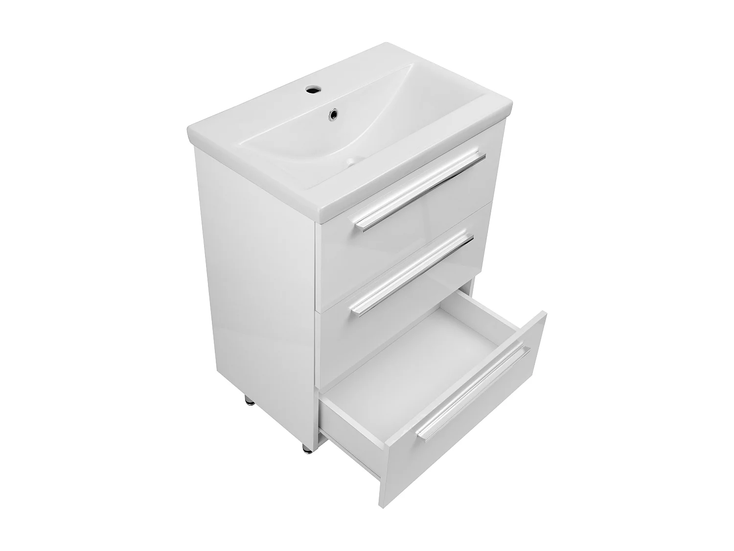 Ensemble de salle de bain blanc sur pied 60 cm Armoire avec lavabo Bryza