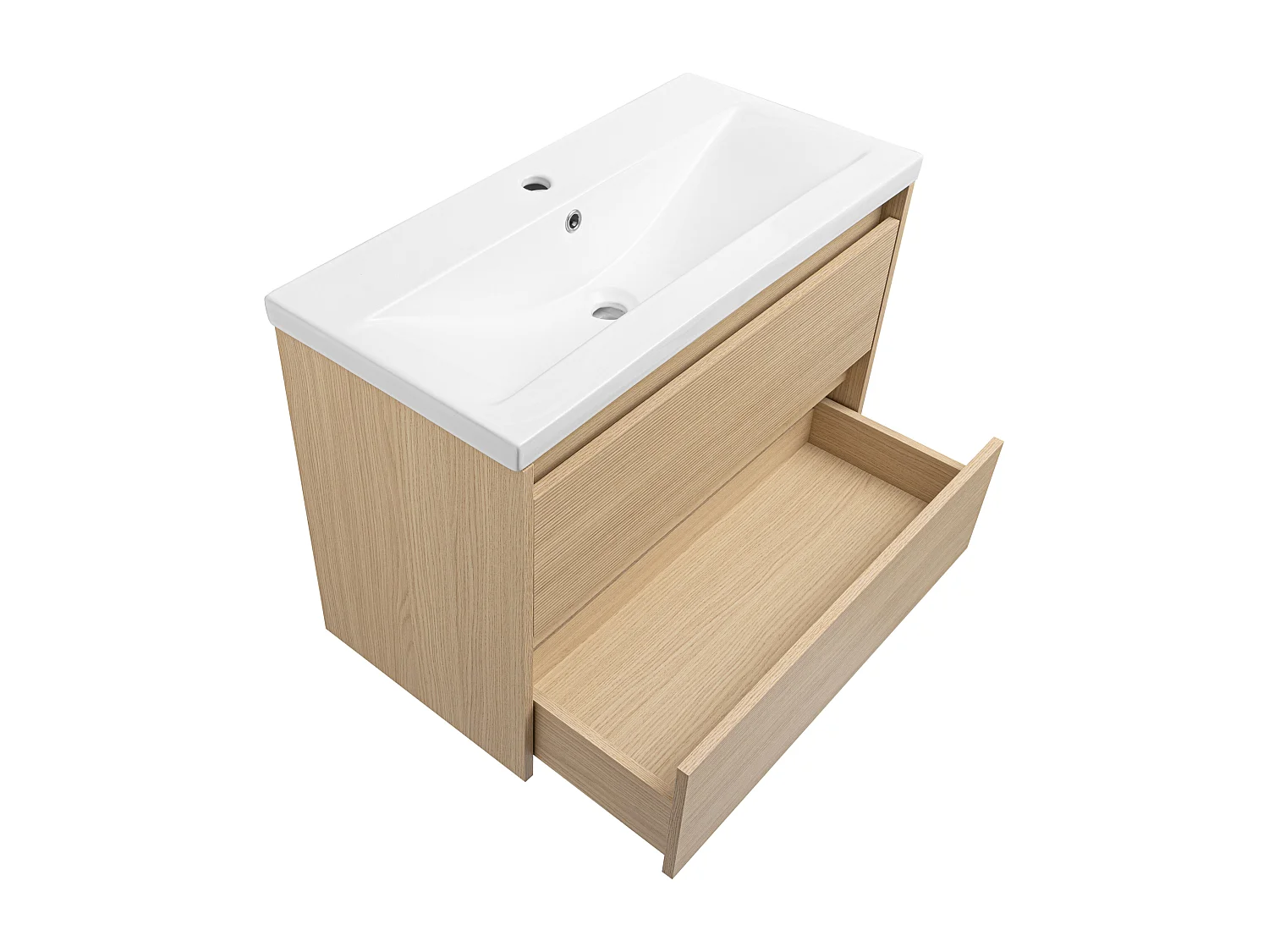 Ensemble pour salle de bain 80 cm Meuble avec lavabo Façades rainurées Aria
