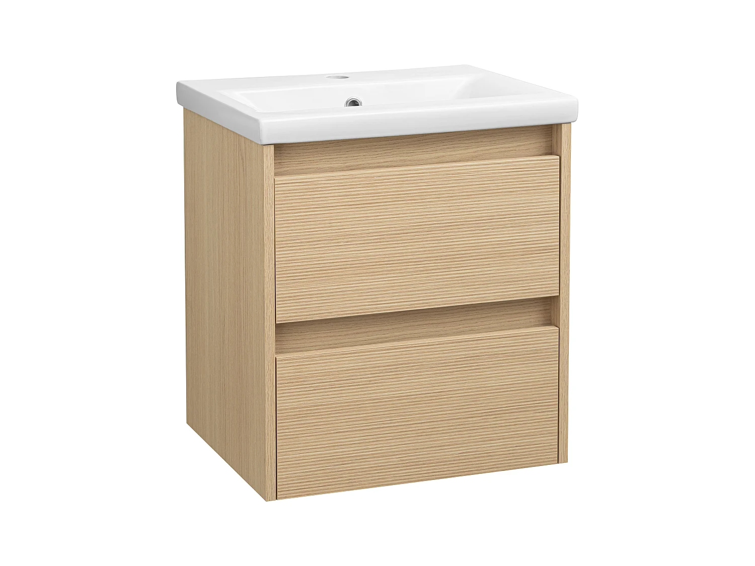 Badezimmerset 50cm Schrank mit Waschbecken geriffelte Fronten Aria