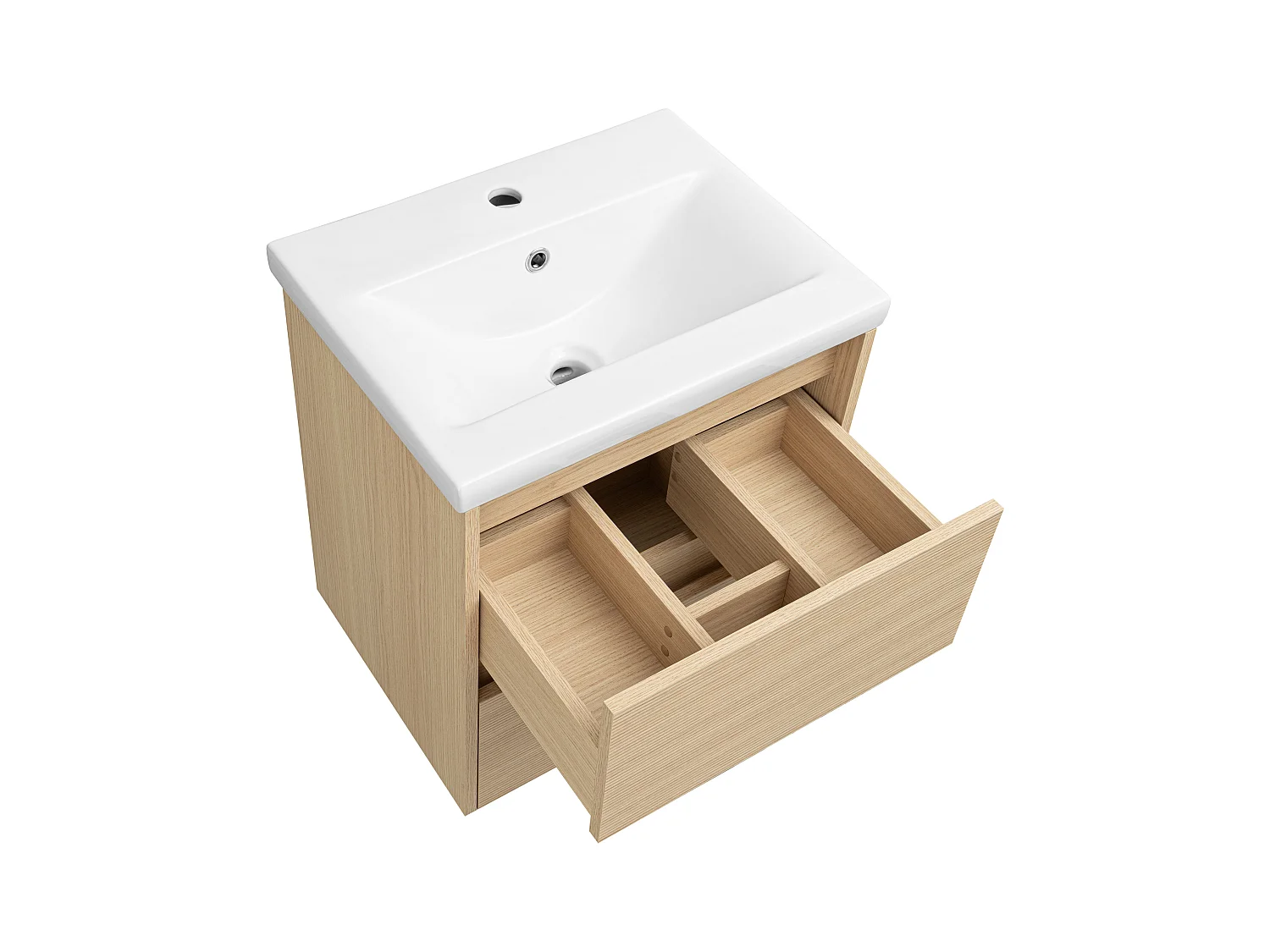 Badezimmerset 50cm Schrank mit Waschbecken geriffelte Fronten Aria