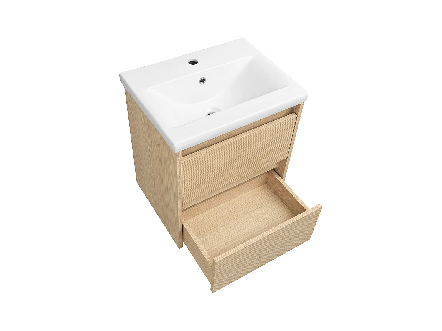 Badezimmerset 50cm Schrank mit Waschbecken geriffelte Fronten Aria