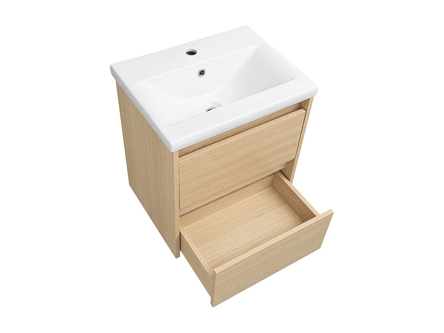 Ensemble pour salle de bain 50 cm Meuble avec lavabo Façades rainurées Aria