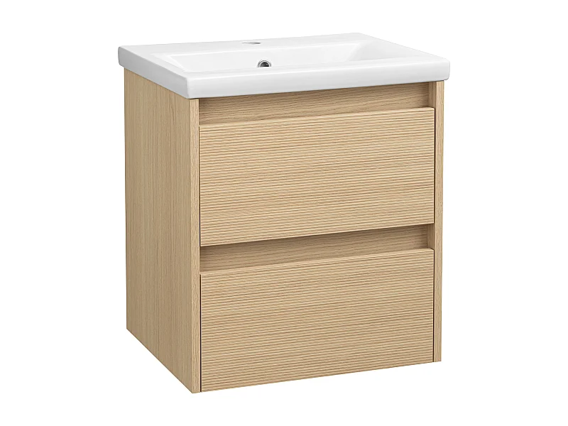 Badkamerset 50 cm Kast met wastafel Geribbelde fronten Aria