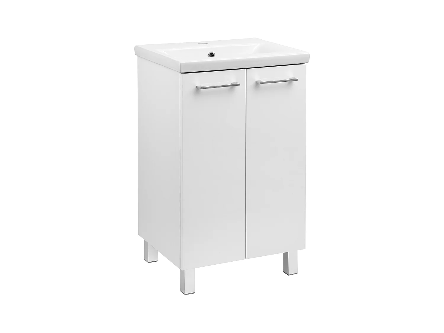 Ensemble de salle de bain blanc sur pied 50 cm Armoire avec lavabo Pas cher