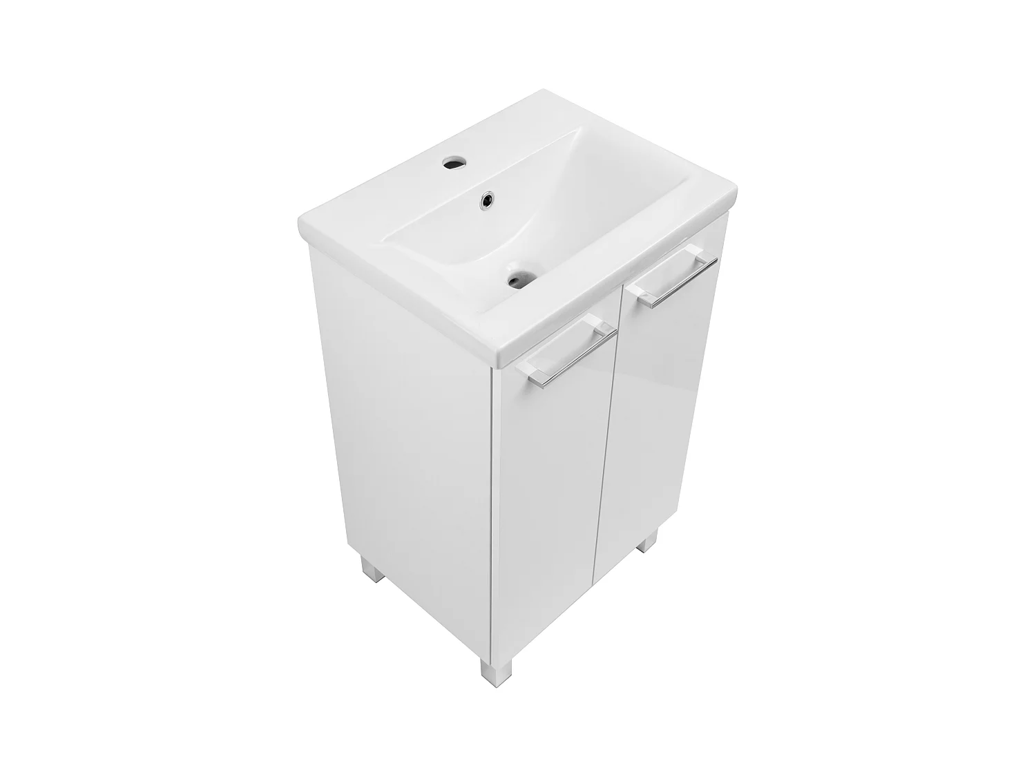 Ensemble de salle de bain blanc sur pied 50 cm Armoire avec lavabo Pas cher