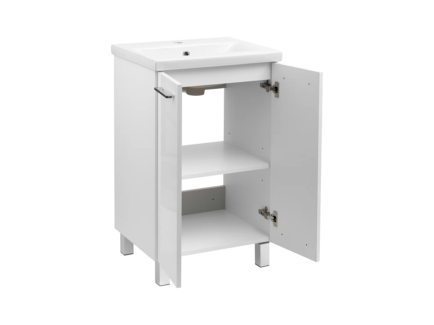 Ensemble de salle de bain blanc sur pied 50 cm Armoire avec lavabo Pas cher