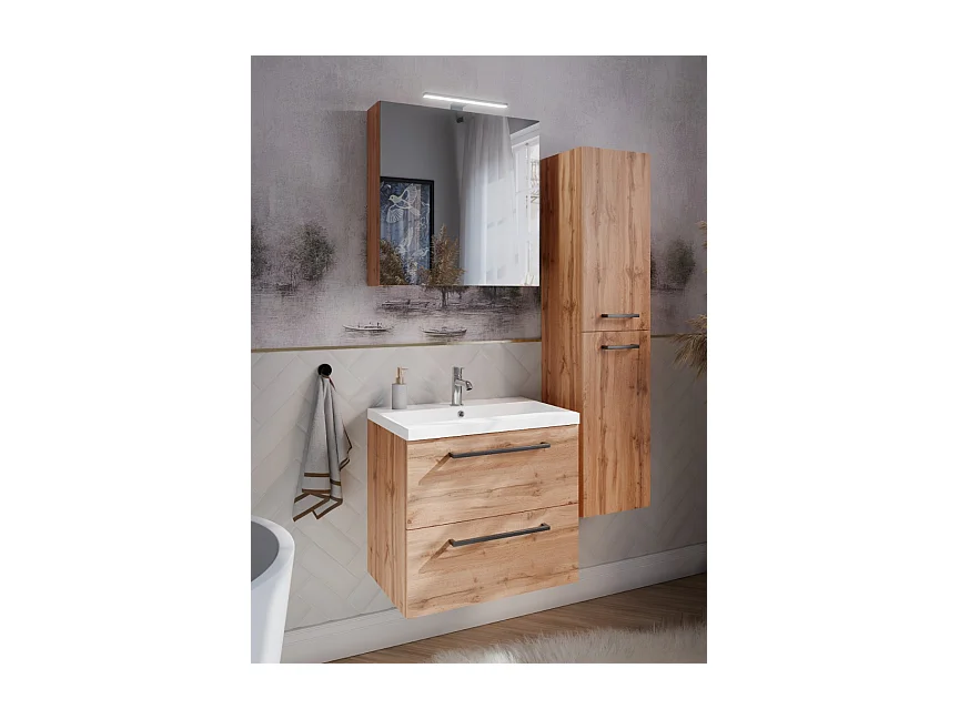 Zestaw do Łazienki 80cm Szafka z Umywalką Dąb Wotan Aster