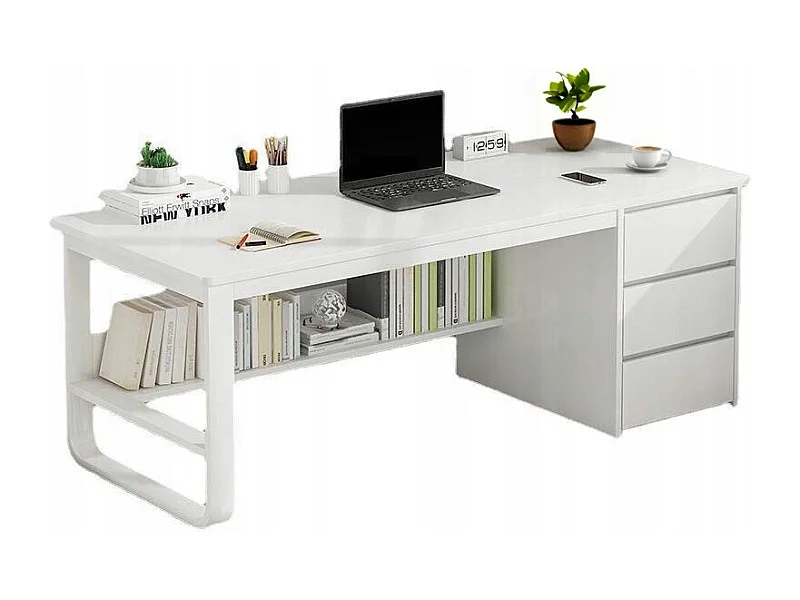 SCrivania per computer LOFT BIANCA 3 ripiani SCANDINAVA MODERNA 100 CM