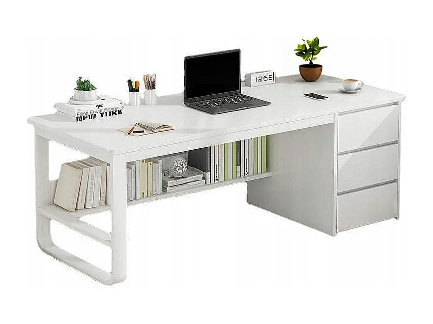SCrivania per computer LOFT BIANCA 3 ripiani SCANDINAVA MODERNA 100 CM