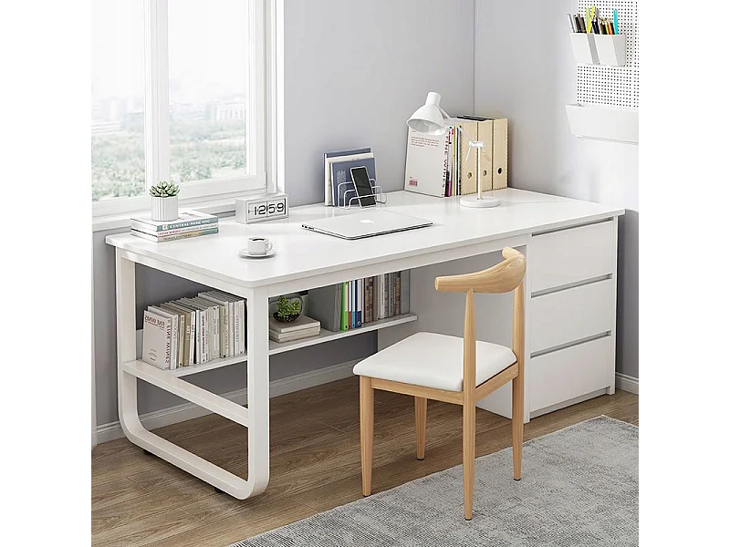 SCrivania per computer LOFT BIANCA 3 ripiani SCANDINAVA MODERNA 100 CM