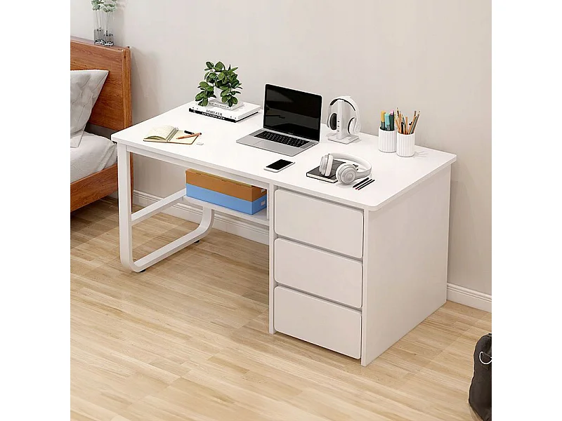 SCrivania per computer LOFT BIANCA 3 ripiani SCANDINAVA MODERNA 100 CM