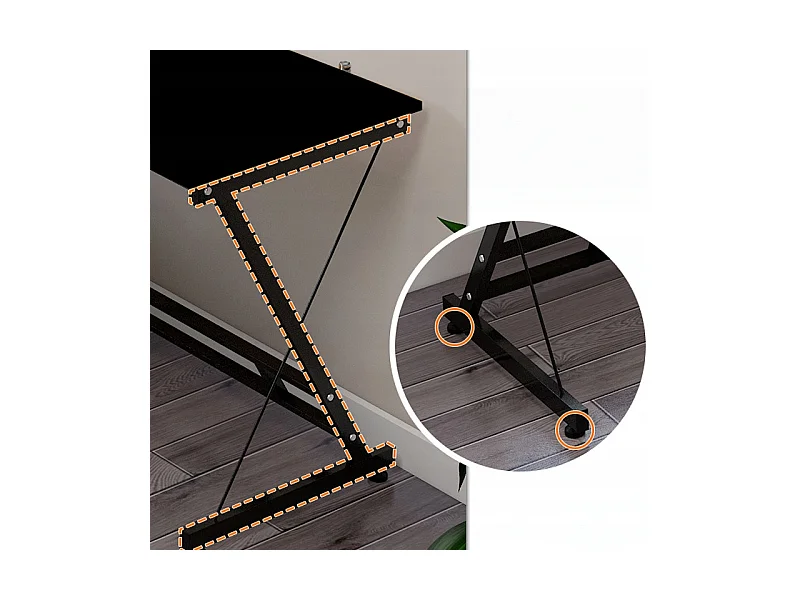 Großer moderner industrieller Computer-Schreibtisch in Schwarz für Gaming