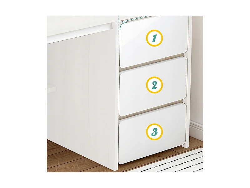 BUREAU INFORMATIQUE POUR ADOLESCENTS BLANC STYLE SCANDINAVE GRANDES ÉTAGÈRES 100 CM