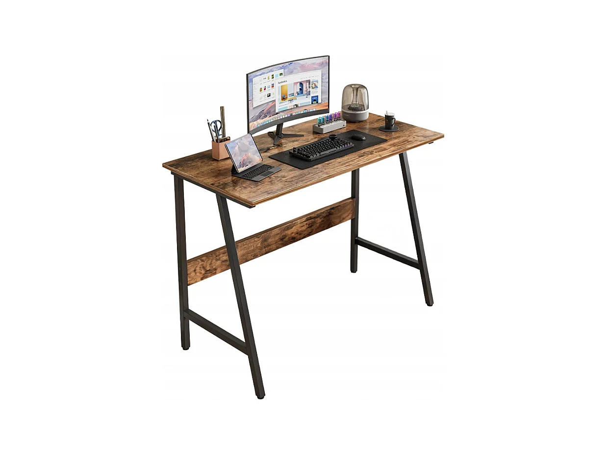 BUREAU D'ORDINATEUR LOFT INDUSTRIEL SCOLAIRE RUSTIQUE RÉTRO BOIS 100 CM