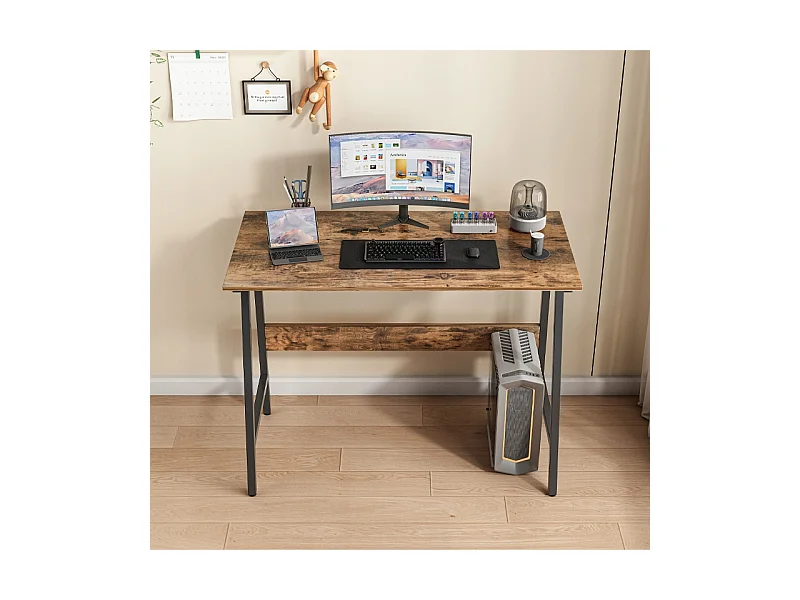 BUREAU D'ORDINATEUR LOFT INDUSTRIEL SCOLAIRE RUSTIQUE RÉTRO BOIS 100 CM