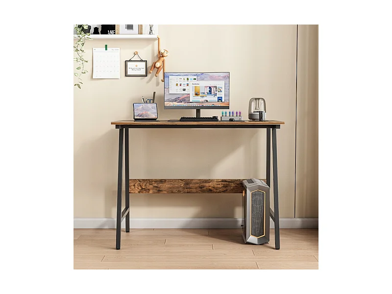 BUREAU D'ORDINATEUR LOFT INDUSTRIEL SCOLAIRE RUSTIQUE RÉTRO BOIS 100 CM